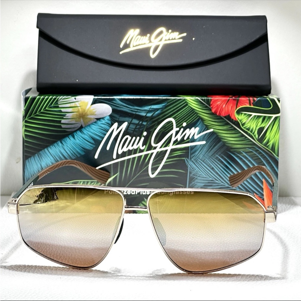 Maui Jim KEAWAWA aviator 620-16 Dual mirror Gold / Silver Green Sunglasses